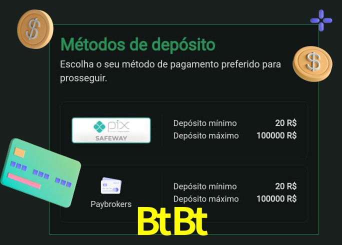 O cassino BtBt oferece uma grande variedade de métodos de pagamento